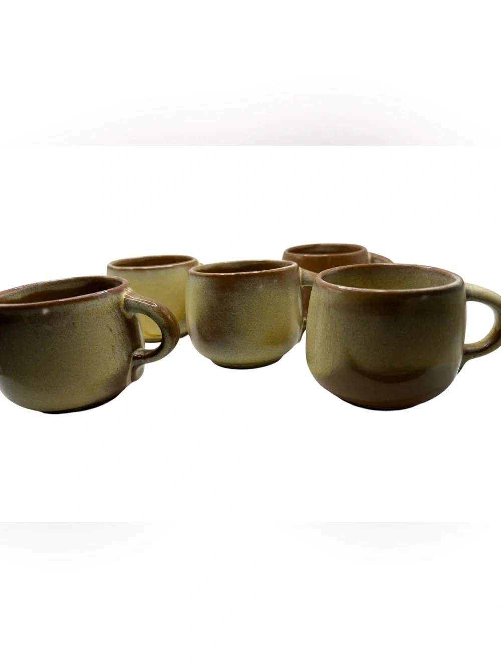 Vintage Frankoma Artisan Desert Tan Ceramic Coffee Cup & Saucer Set - 5 Pieces
